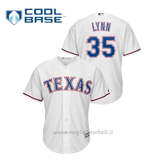 Maglia Baseball Uomo Texas Rangers 35 Lance Lynn Cool Base Bianco